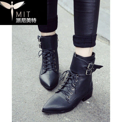 年秋季中筒綁帶平底方跟粗跟尖頭大碼馬丁靴女靴子帥氣時(shí)尚靴 派尼美特中筒靴型號(hào)【價(jià)格 圖片 品牌 報(bào)價(jià)】-蘇寧易購(gòu)派尼美特服飾鞋帽專營(yíng)店
